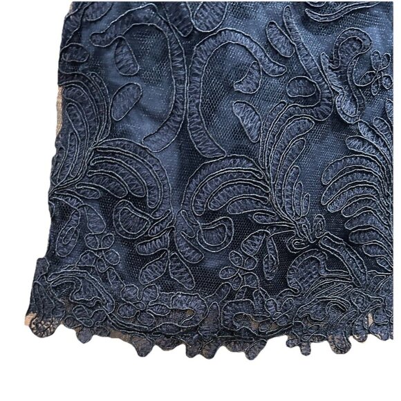 TADASHI SHOJI $473 Navy Lace Illusion Lined Evening Dress Size 10 Wedding Guest - Picture 6 of 10